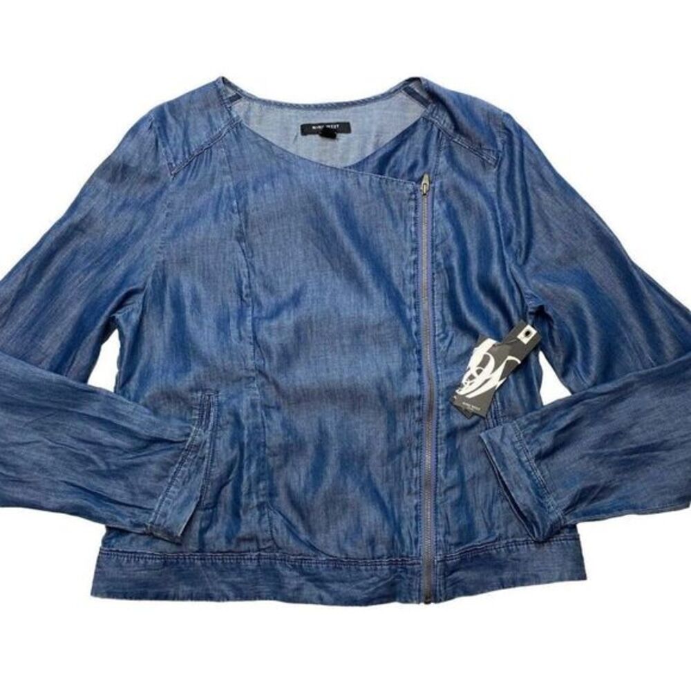 Nine West Blue Chambray Zip Front "Tess" Lightweight Jacket Sz Large NEW‎ - Picture 8 of 9